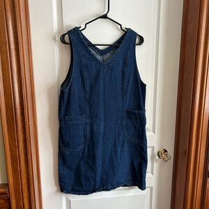 Vintage Dark Blue Denim Sleeveless Dress